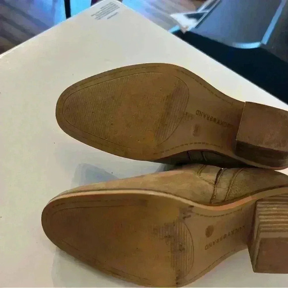 Lucky brand suede tan heel boots. Gently used. Size 6.5 M. - Picture 4 of 4